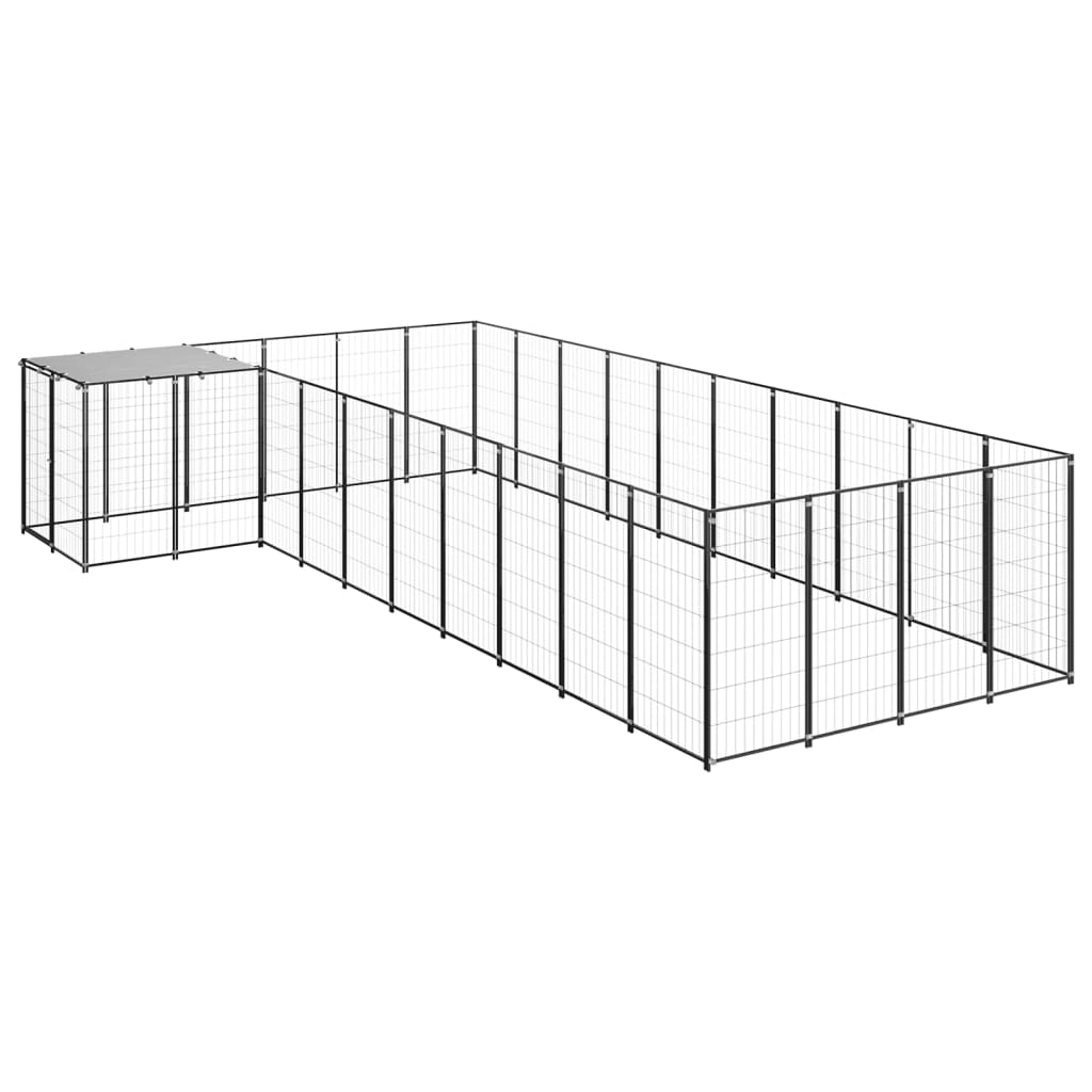 Dog Kennel Black 13.31 m? Steel