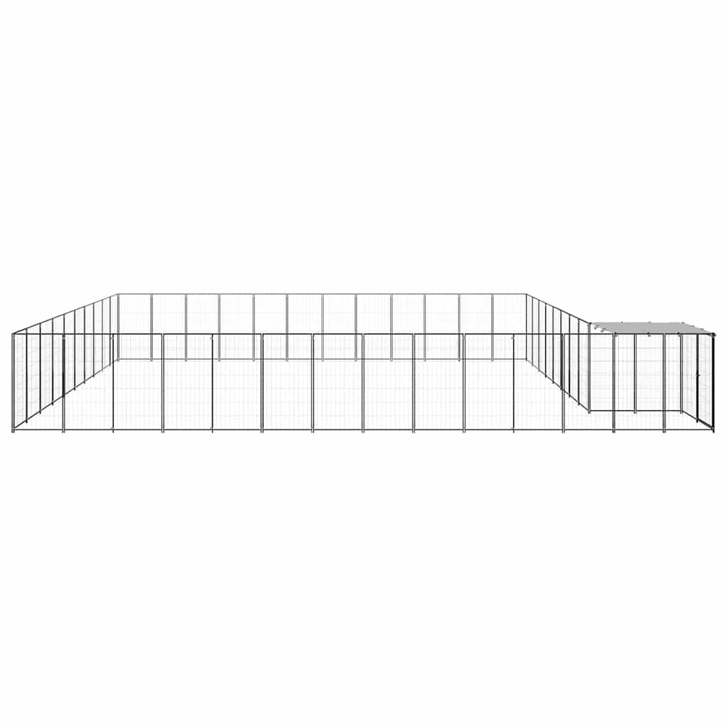 Dog Kennel Black 37.51 m? Steel