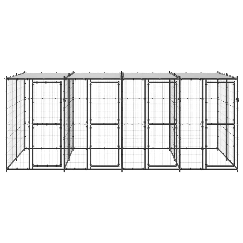 Outdoor Dog Kennel Steel with Roof 9.68 m²