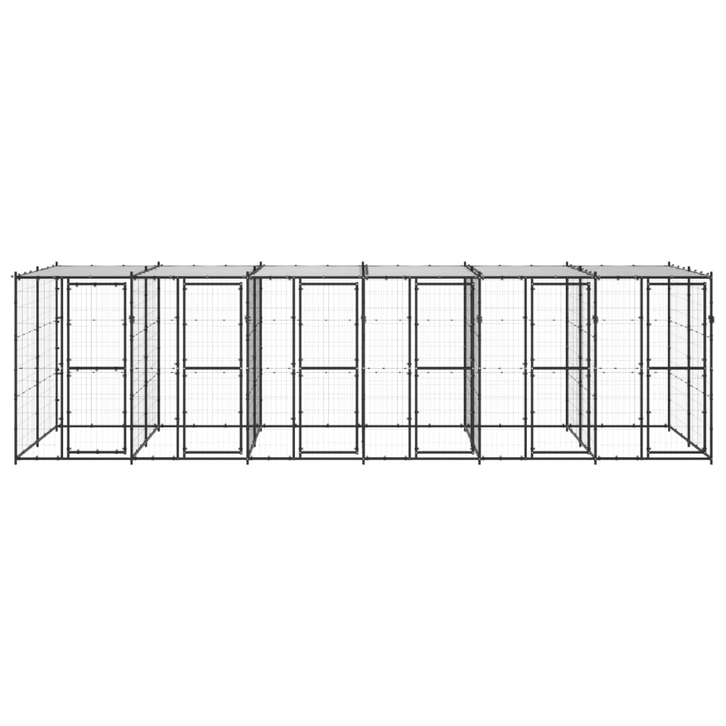 Outdoor Dog Kennel Steel with Roof 14.52 m?