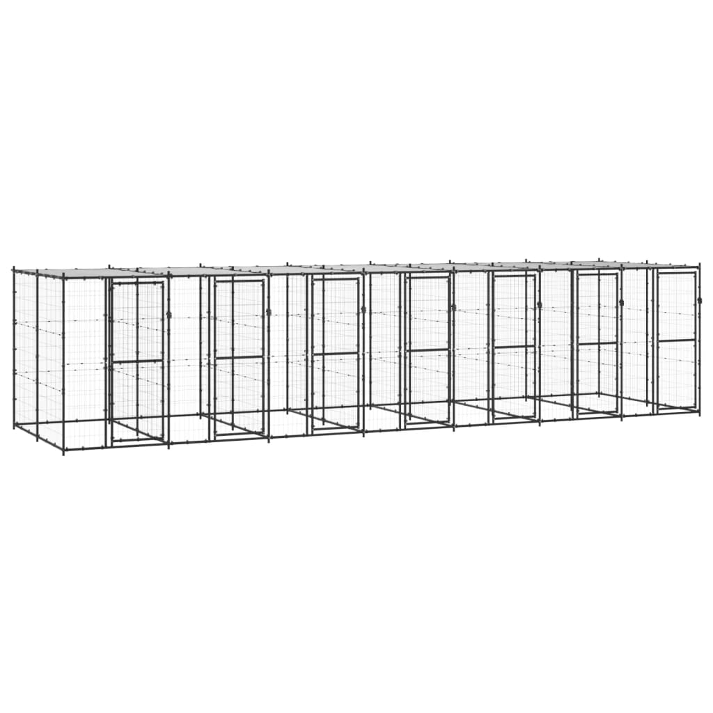 Outdoor Dog Kennel Steel with Roof 16.94 m?