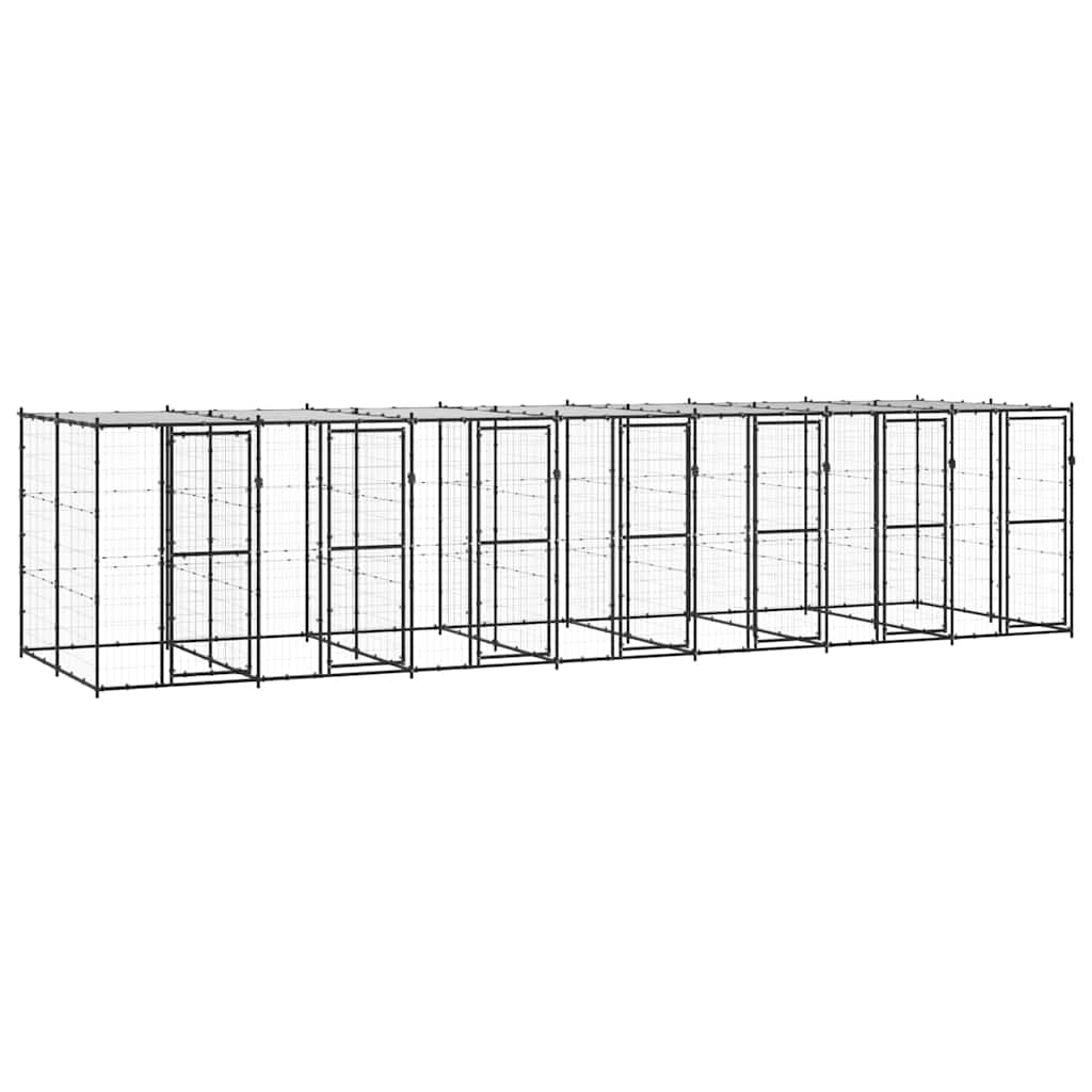 Outdoor Dog Kennel Steel with Roof 16,94 m²