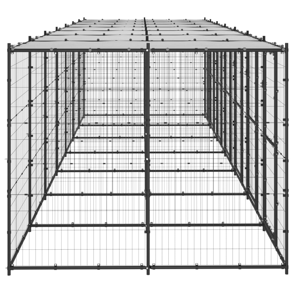 Outdoor Dog Kennel Steel with Roof 16.94 m?