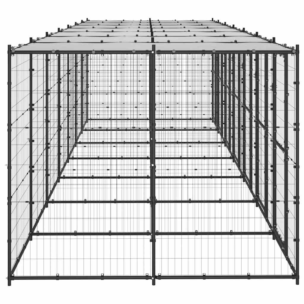 Outdoor Dog Kennel Steel with Roof 16,94 m²