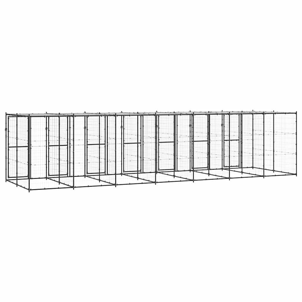 Outdoor Dog Kennel Steel with Roof 16,94 m²