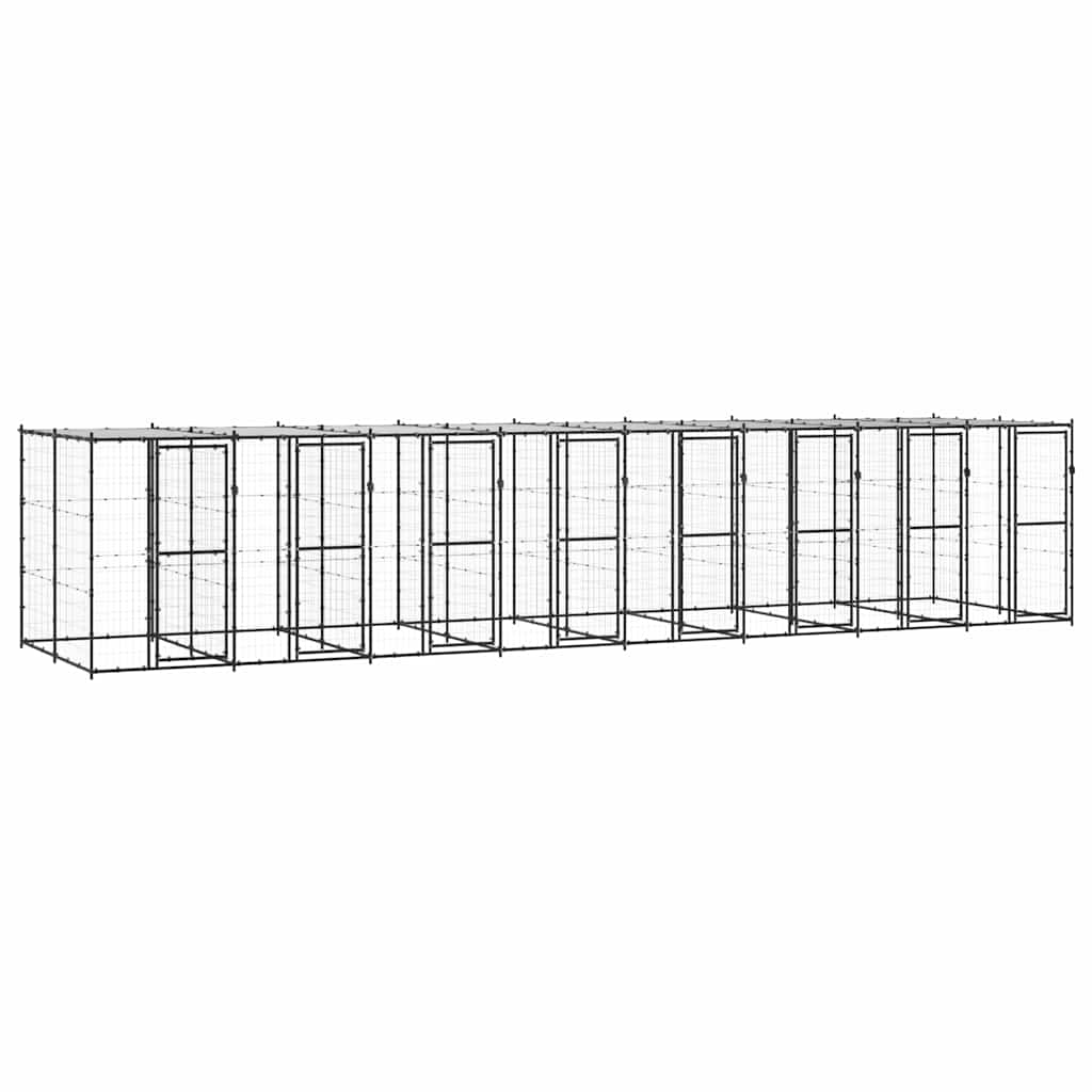 Outdoor Dog Kennel Steel with Roof 19,36 m²