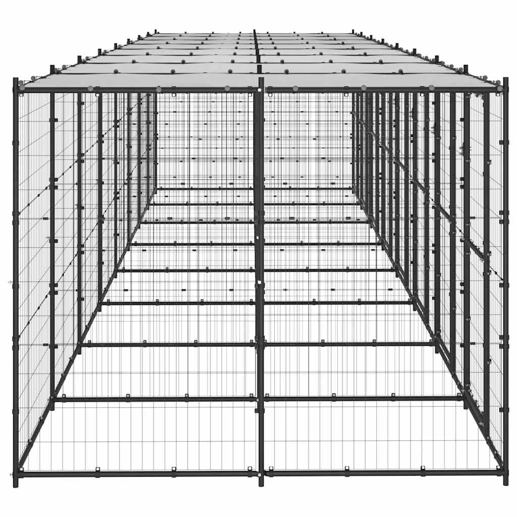 Outdoor Dog Kennel Steel with Roof 19,36 m²