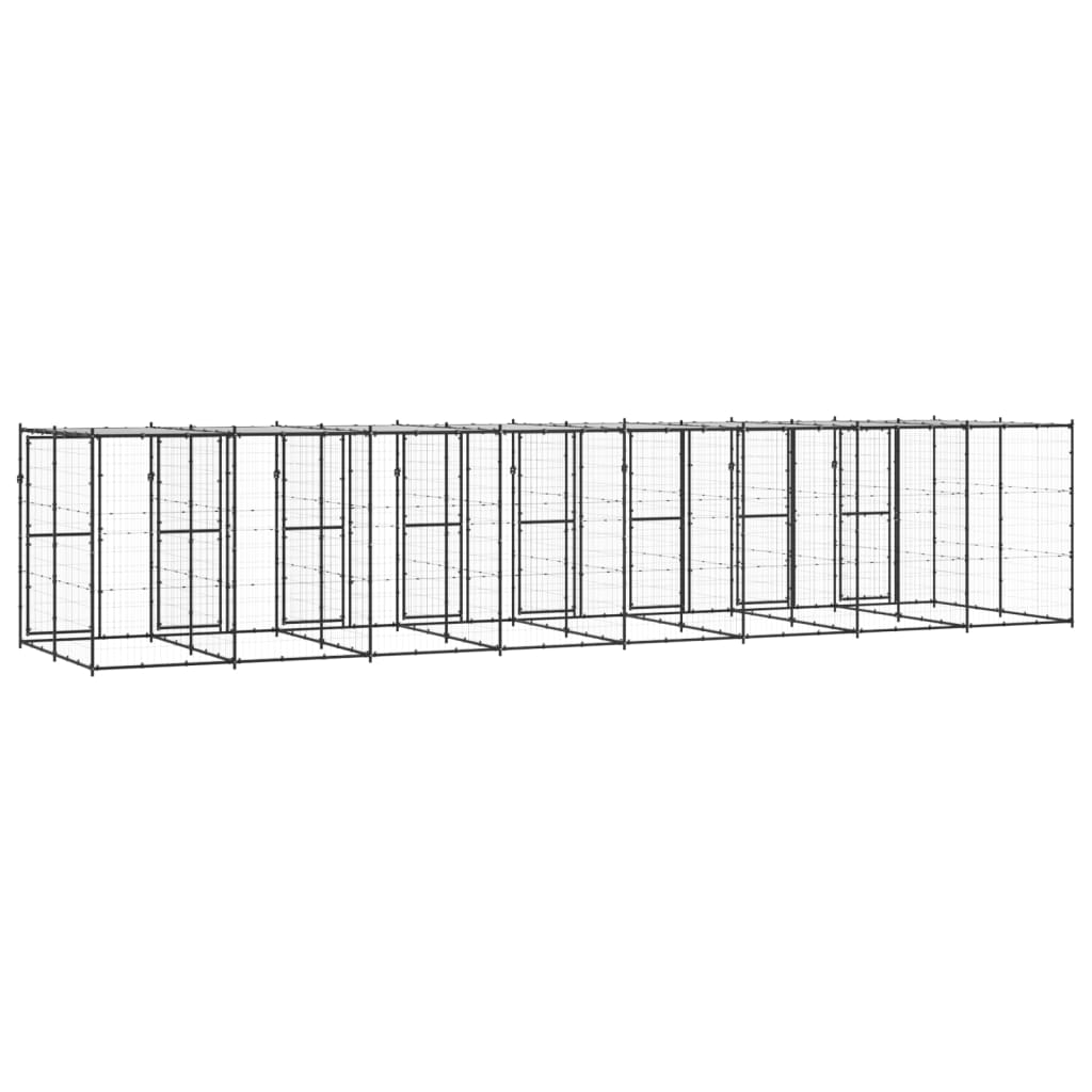 Outdoor Dog Kennel Steel with Roof 19,36 m²