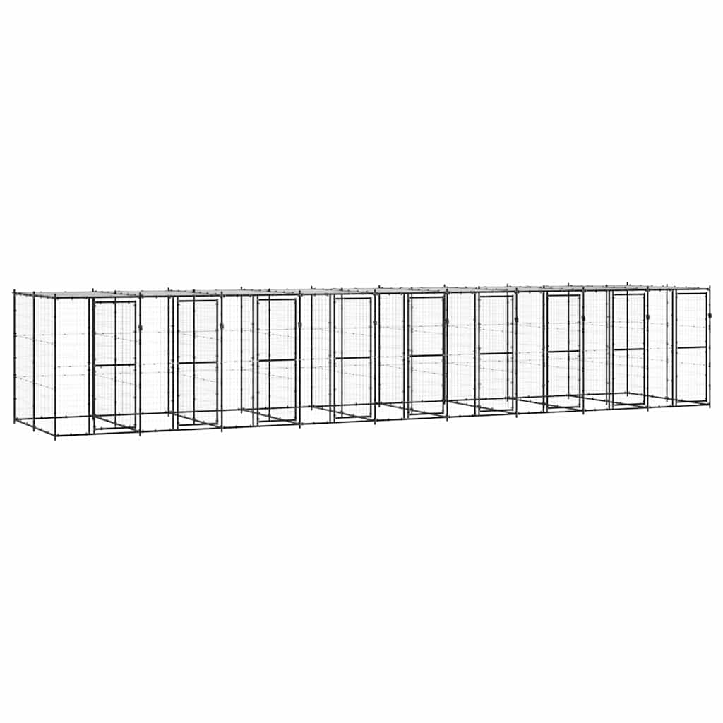 Outdoor Dog Kennel Steel with Roof 21,78 m²
