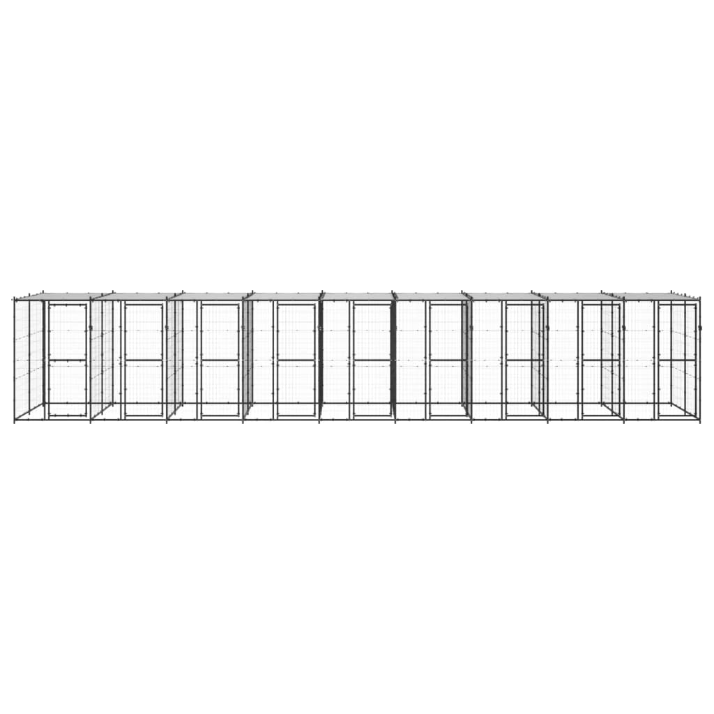Outdoor Dog Kennel Steel with Roof 21,78 m²