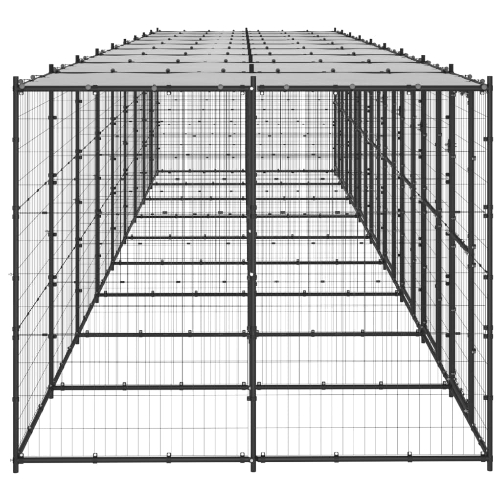 Outdoor Dog Kennel Steel with Roof 21,78 m²