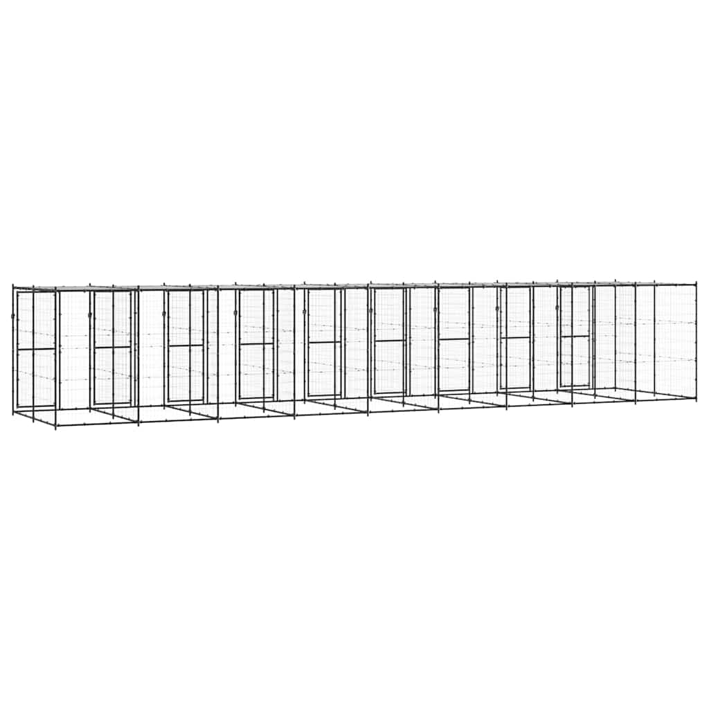 Outdoor Dog Kennel Steel with Roof 21,78 m²