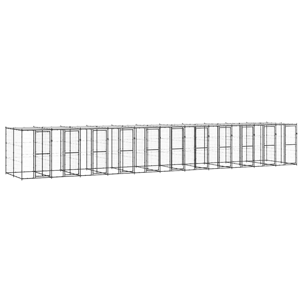Outdoor Dog Kennel Steel with Roof 26,62 m²