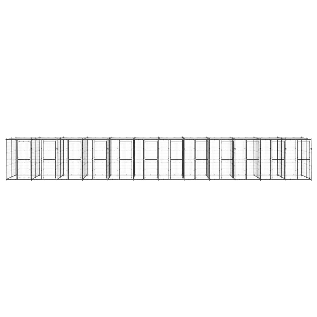 Outdoor Dog Kennel Steel with Roof 29.04 m²