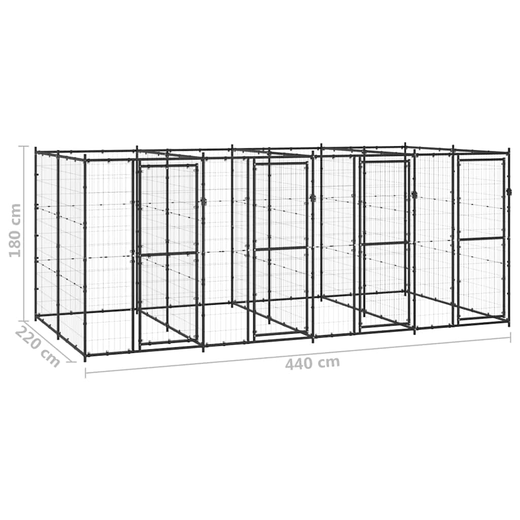 Outdoor Dog Kennel Steel 9,68 m²
