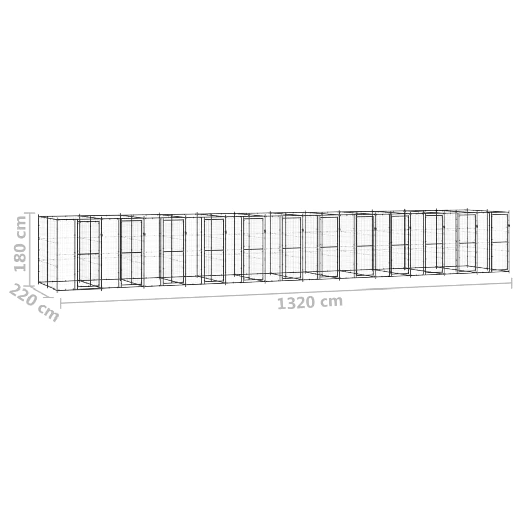 Outdoor Dog Kennel Steel 29,04 m²