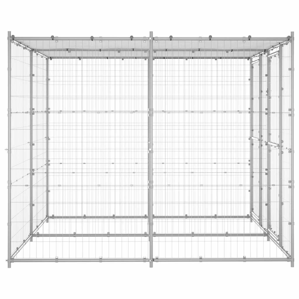 Outdoor Dog Kennel Galvanised Steel with Roof 4,84 m²