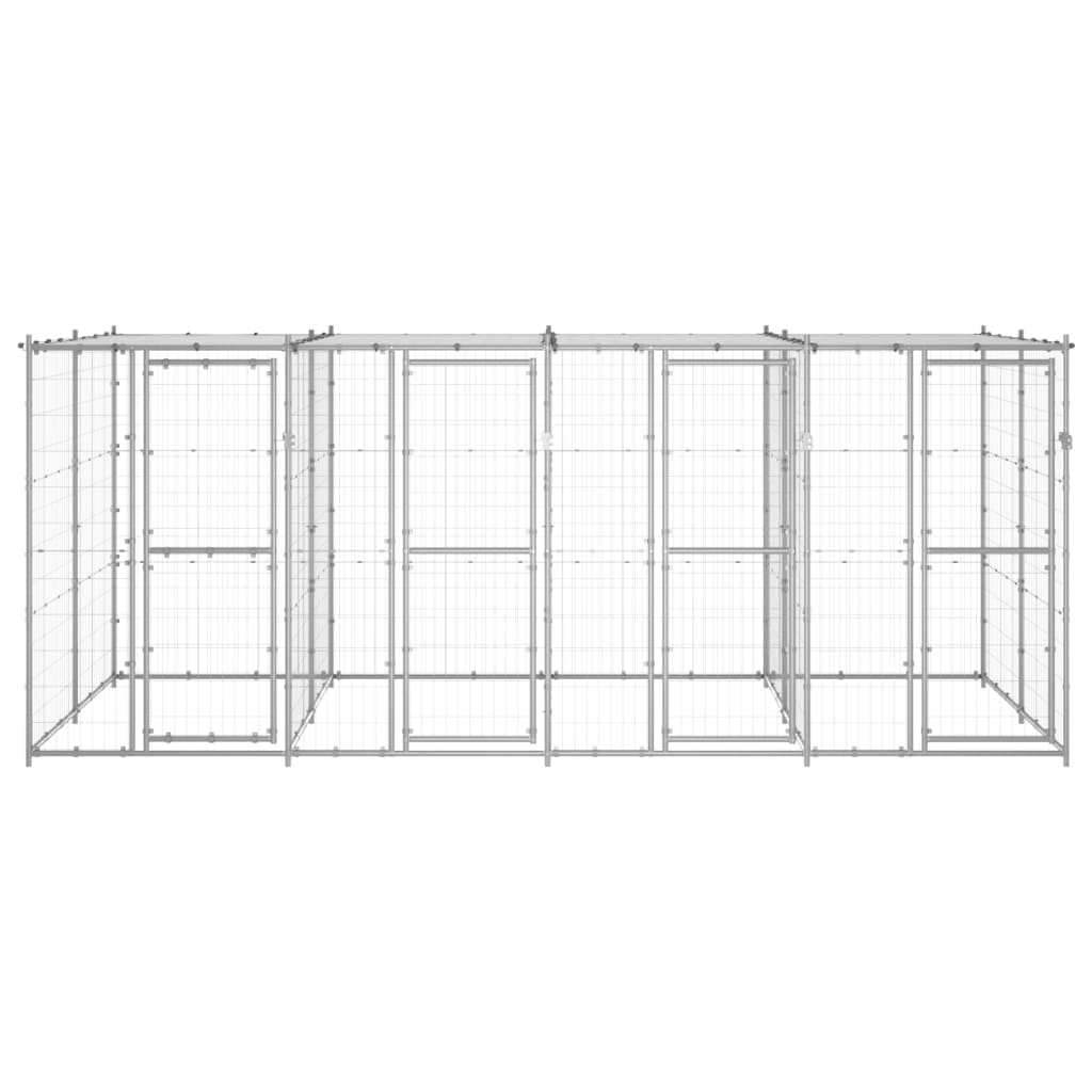 Outdoor Dog Kennel Galvanised Steel with Roof 9.68 m?