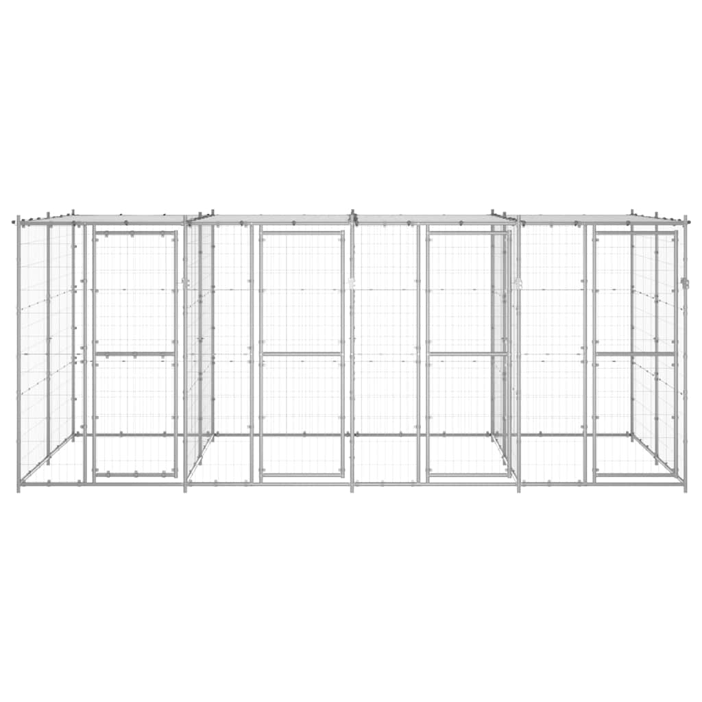 Outdoor Dog Kennel Galvanised Steel with Roof 9,68 m²