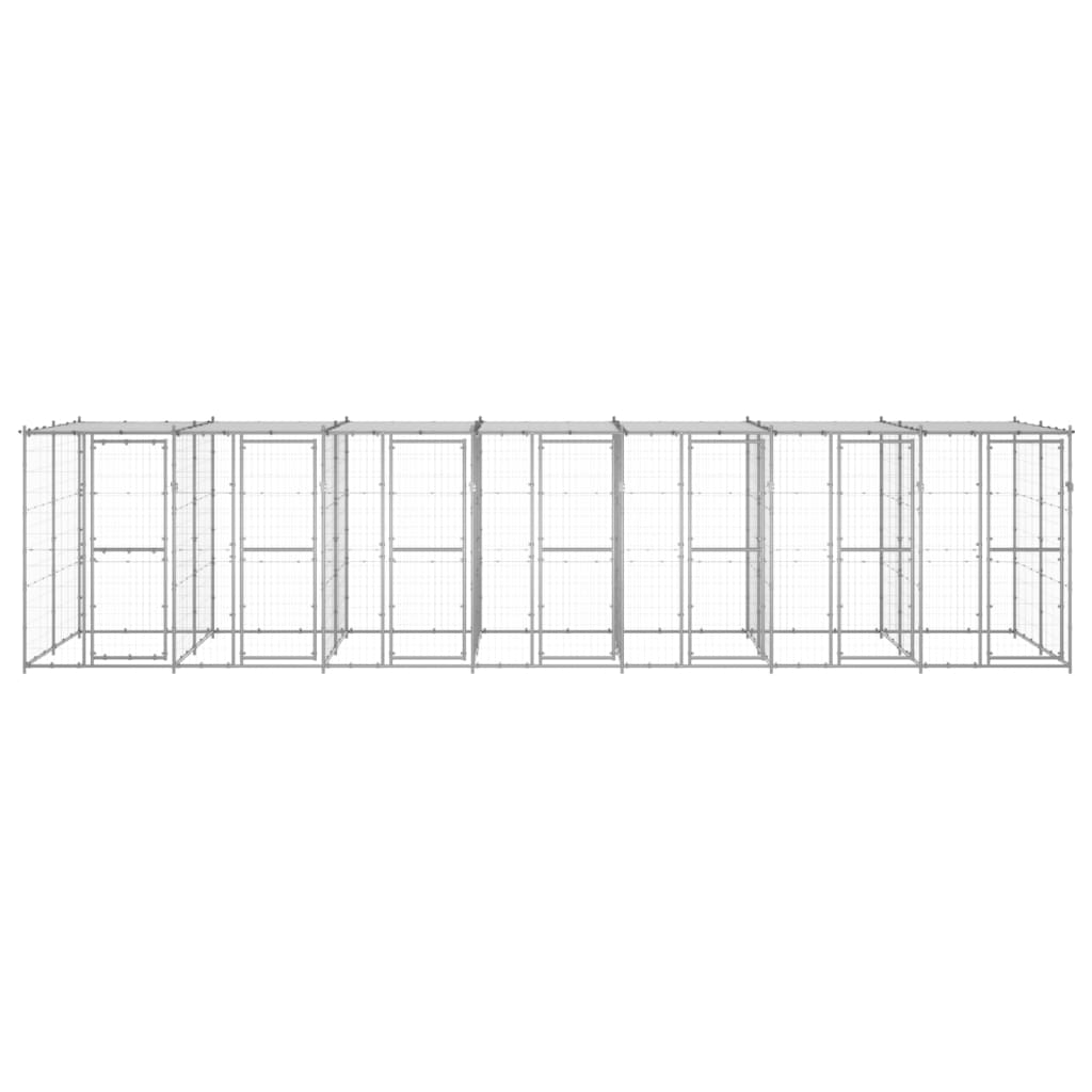 Outdoor Dog Kennel Galvanised Steel with Roof 16.94 m?