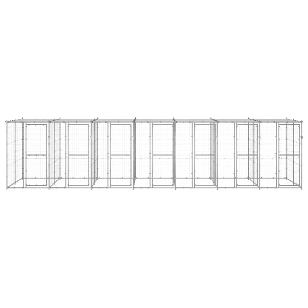 Outdoor Dog Kennel Galvanised Steel with Roof 16.94 m²