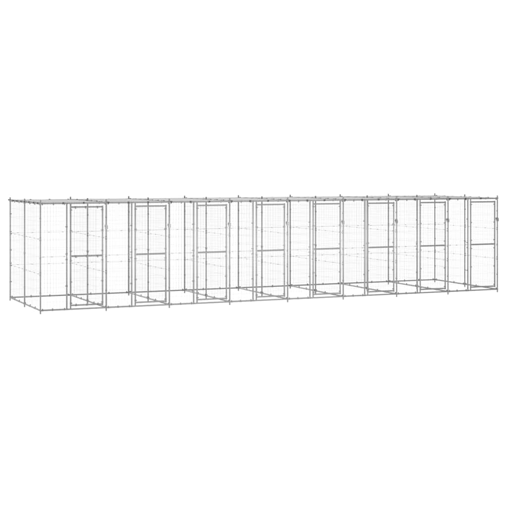 Outdoor Dog Kennel Galvanised Steel with Roof 19,36 m²