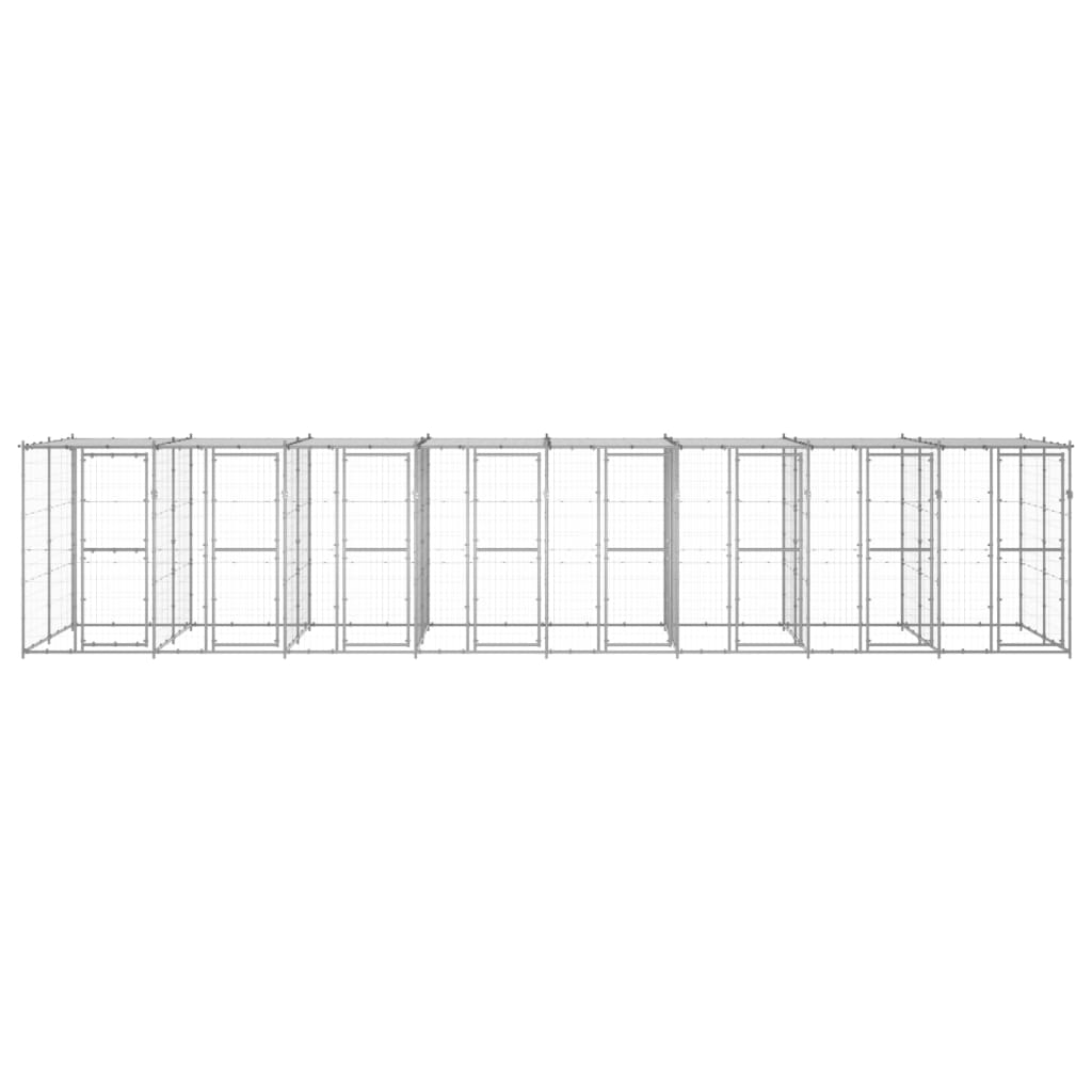 Outdoor Dog Kennel Galvanised Steel with Roof 19.36 m?