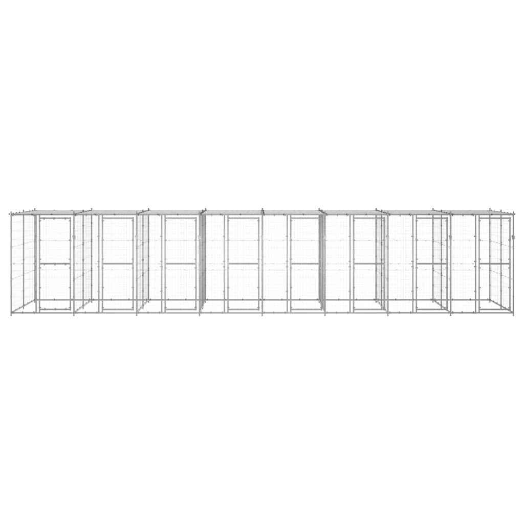 Outdoor Dog Kennel Galvanised Steel with Roof 19,36 m²