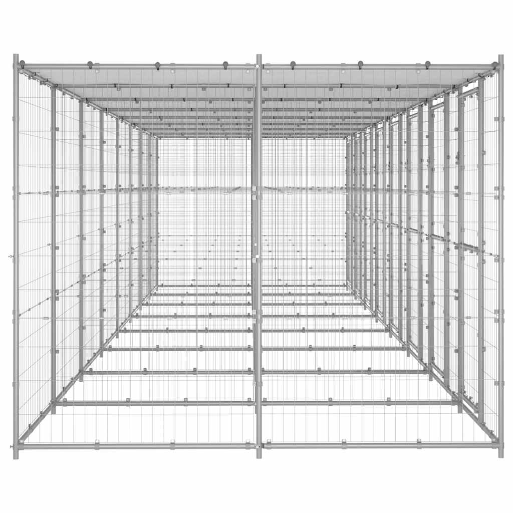 Outdoor Dog Kennel Galvanised Steel with Roof 19,36 m²