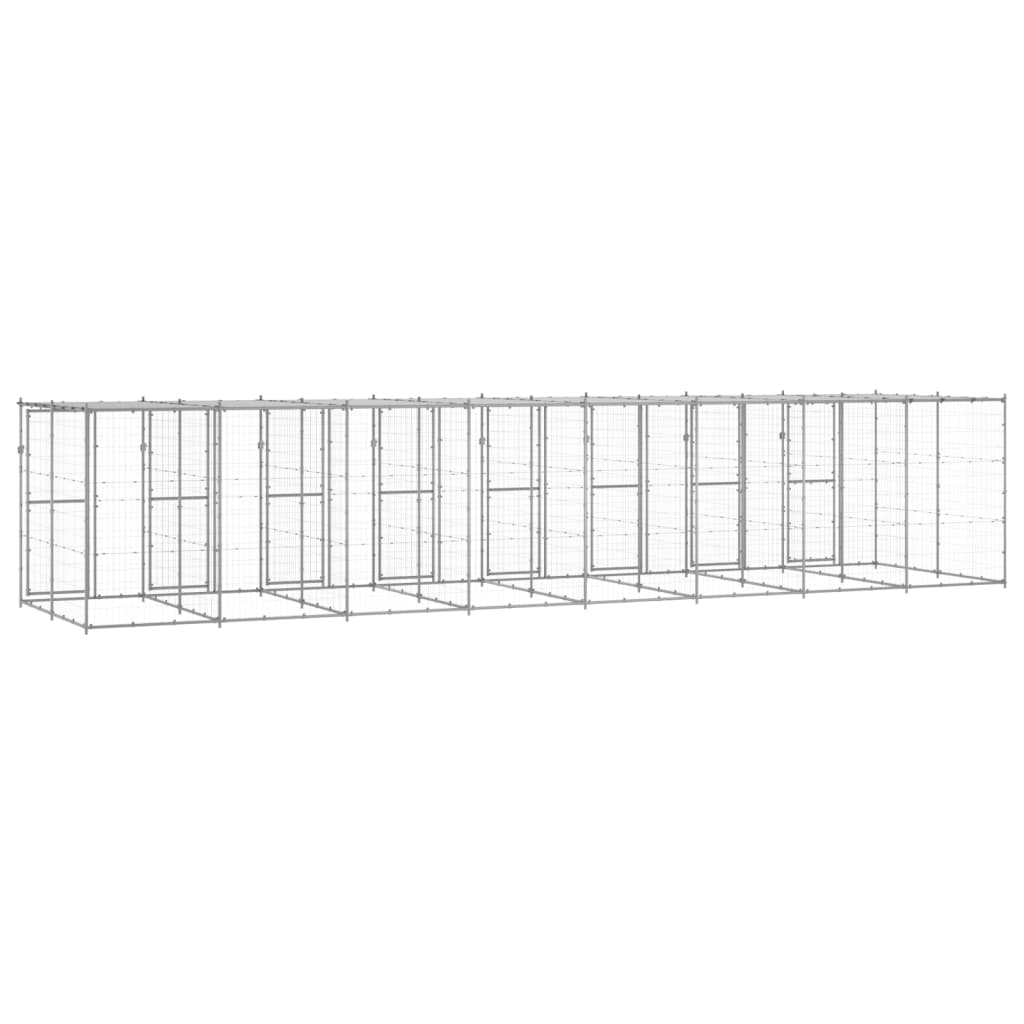 Outdoor Dog Kennel Galvanised Steel with Roof 19.36 m²