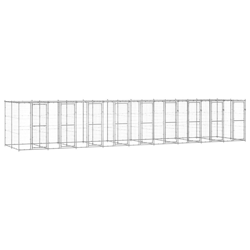 Outdoor Dog Kennel Galvanised Steel with Roof 21,78 m²