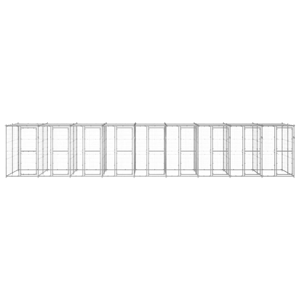 Outdoor Dog Kennel Galvanised Steel with Roof 21.78 m?