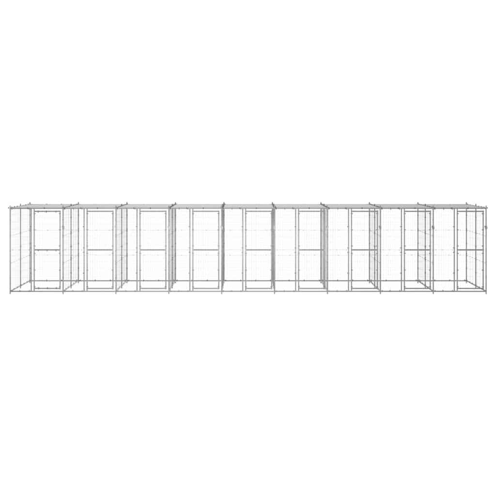 Outdoor Dog Kennel Galvanised Steel with Roof 21,78 m²