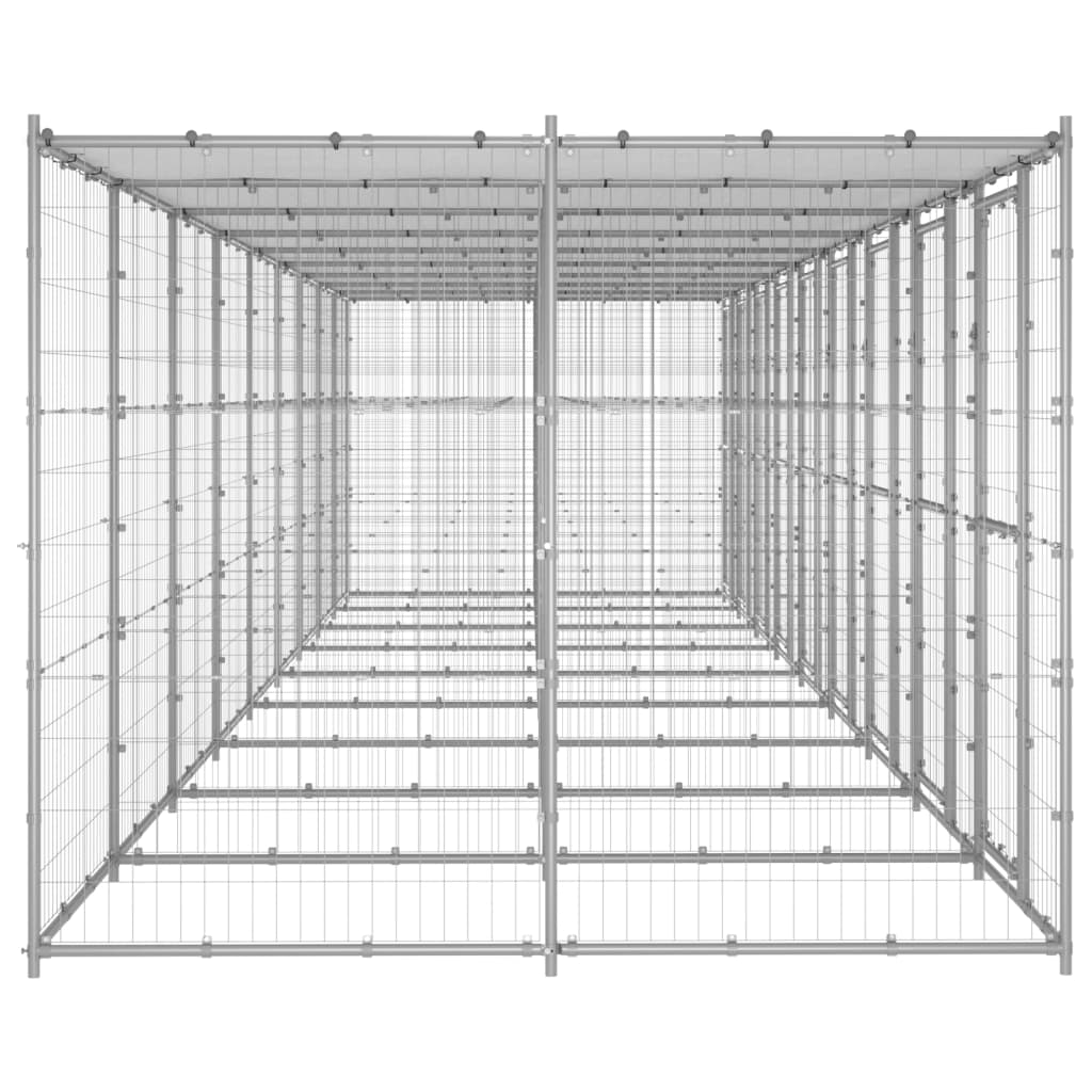 Outdoor Dog Kennel Galvanised Steel with Roof 21,78 m²