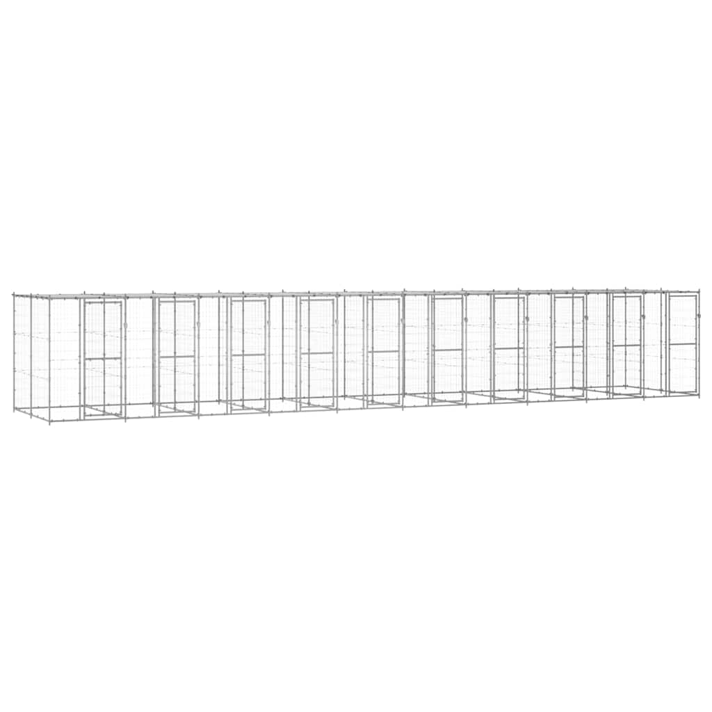 Outdoor Dog Kennel Galvanised Steel with Roof 24,2 m²