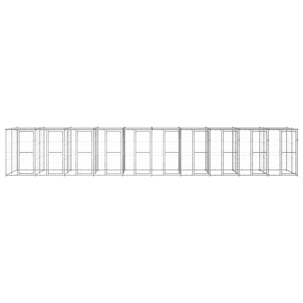 Outdoor Dog Kennel Galvanised Steel with Roof 24,2 m²