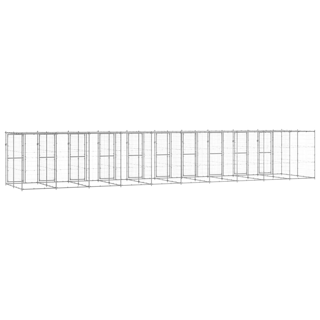 Outdoor Dog Kennel Galvanised Steel with Roof 24,2 m²