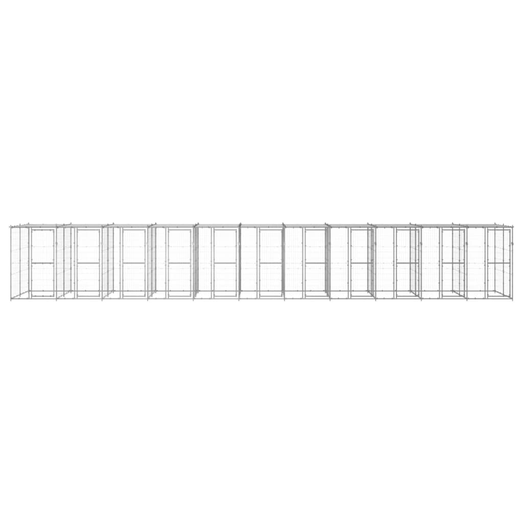 Outdoor Dog Kennel Galvanised Steel with Roof 26.62 m?