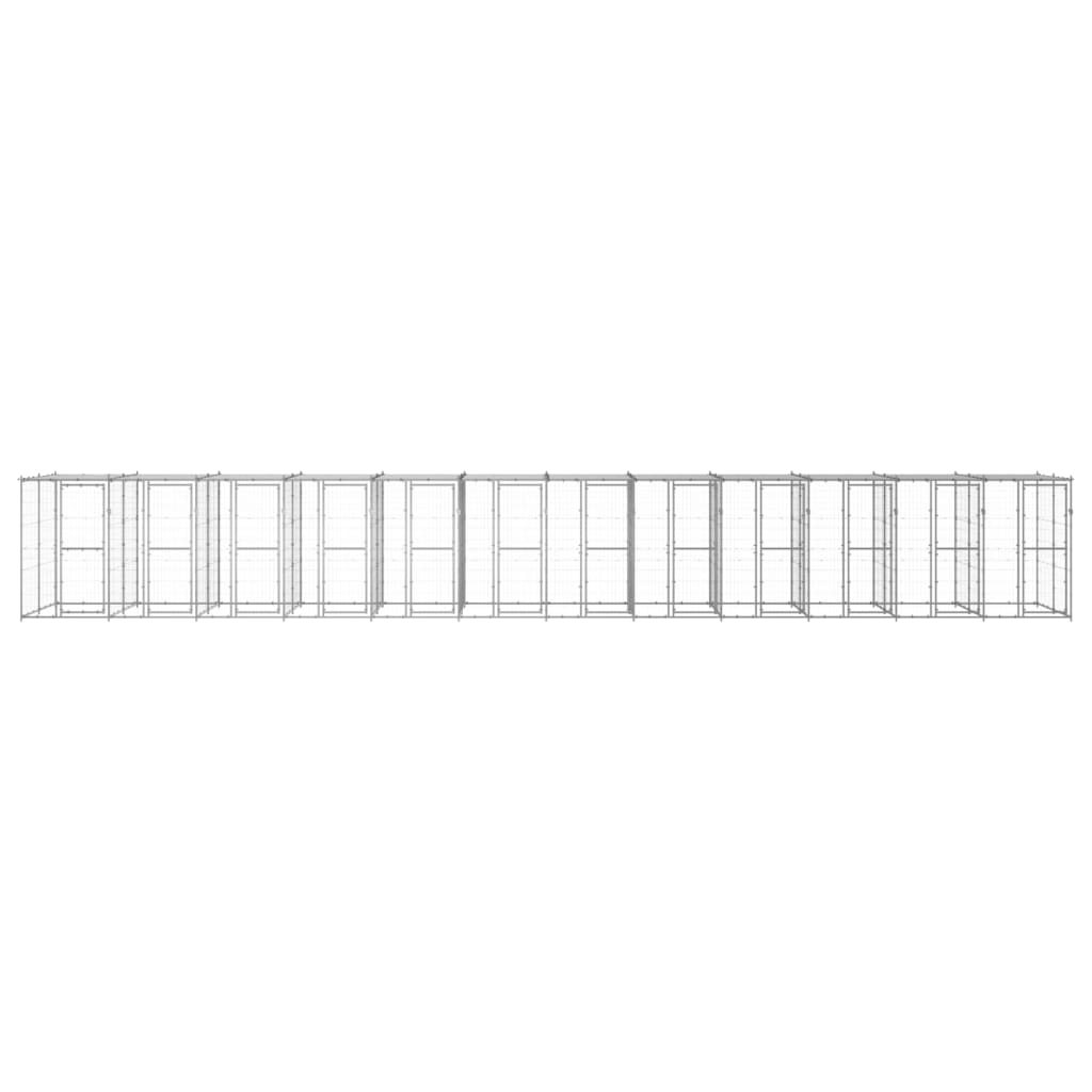 Outdoor Dog Kennel Galvanised Steel with Roof 29.04 m²