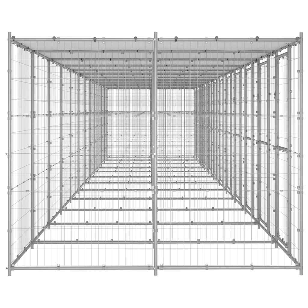 Outdoor Dog Kennel Galvanised Steel with Roof 29,04 m²