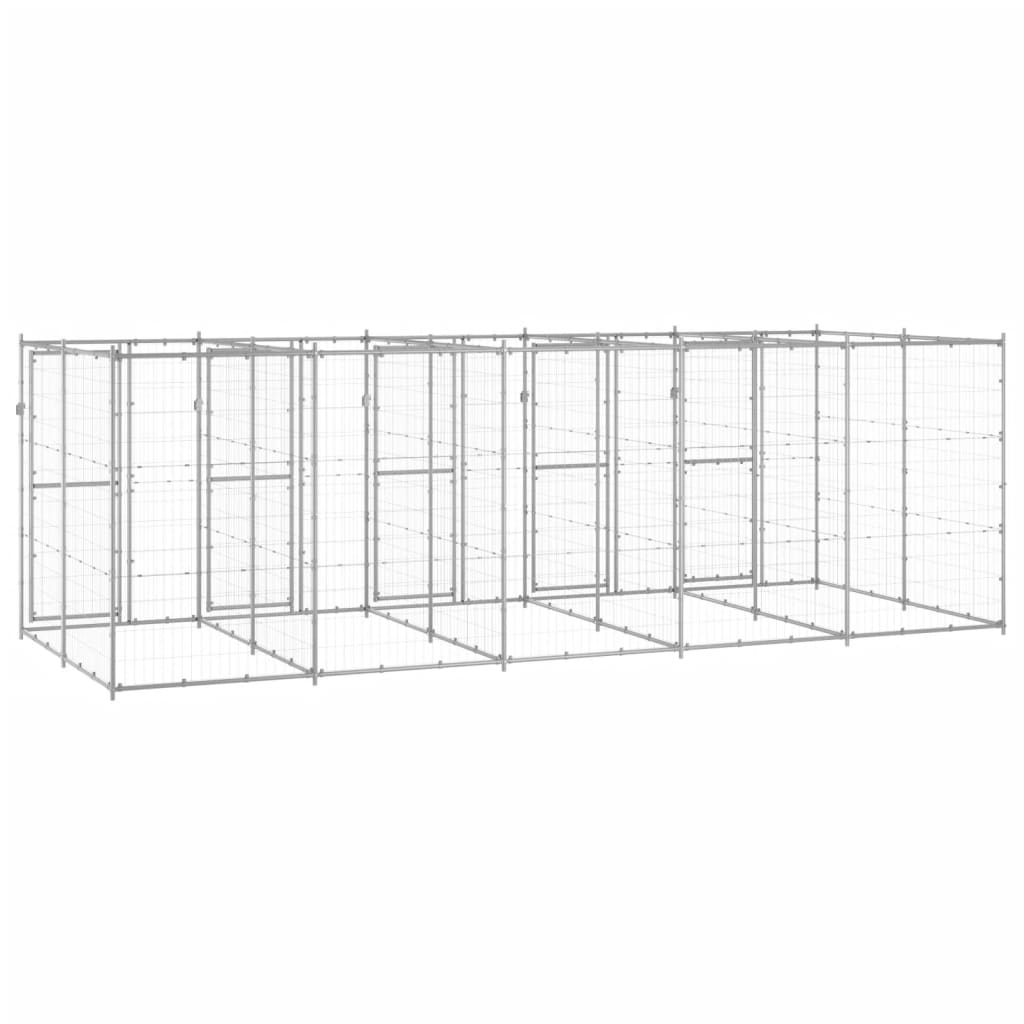 Outdoor Dog Kennel Galvanised Steel 12.1 m²