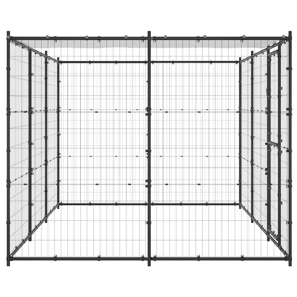 Outdoor Dog Kennel Steel with Roof 7.26 m?