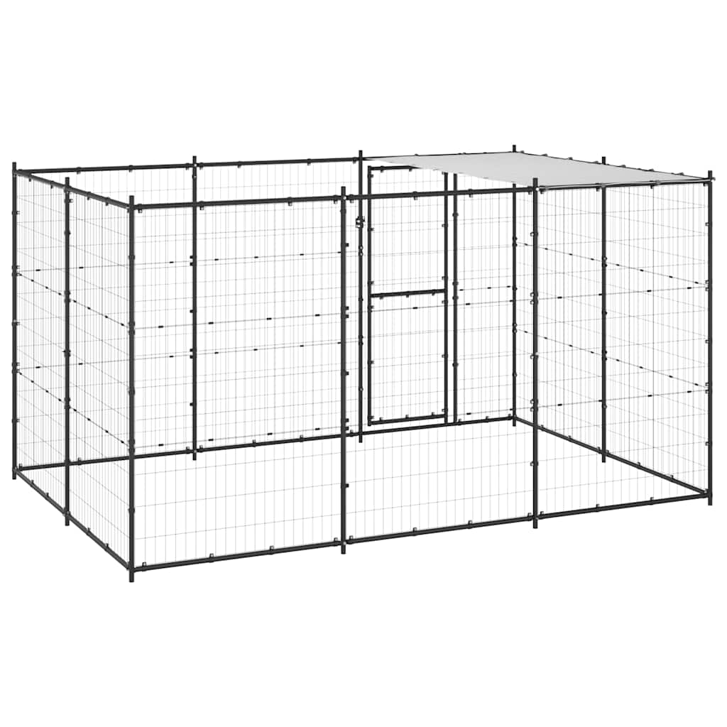 Outdoor Dog Kennel Steel with Roof 7.26 m?