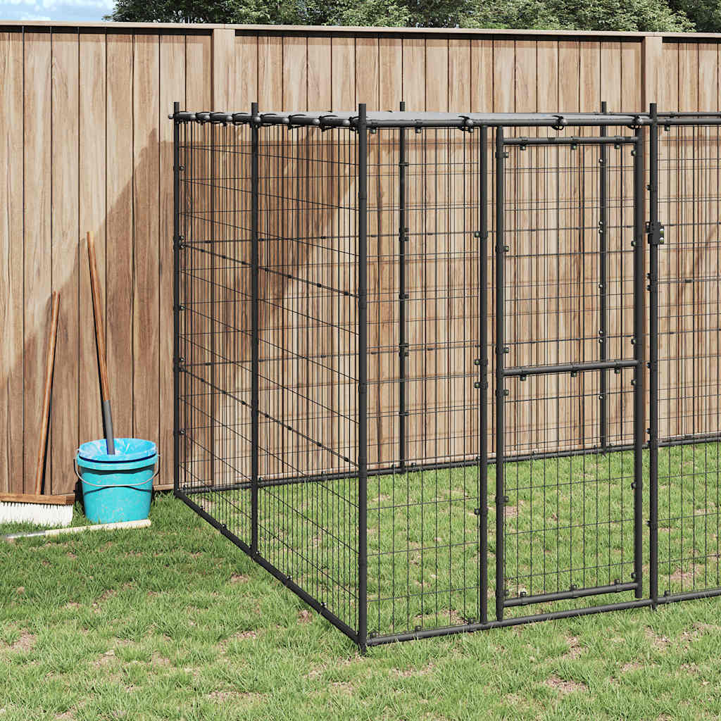 Outdoor Dog Kennel Steel with Roof 12.1 m?