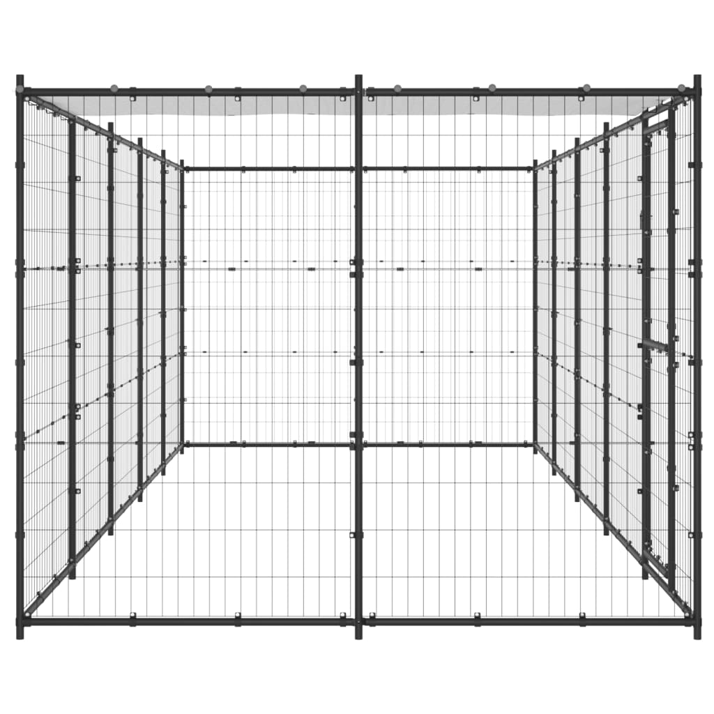 Outdoor Dog Kennel Steel with Roof 12,1 m²