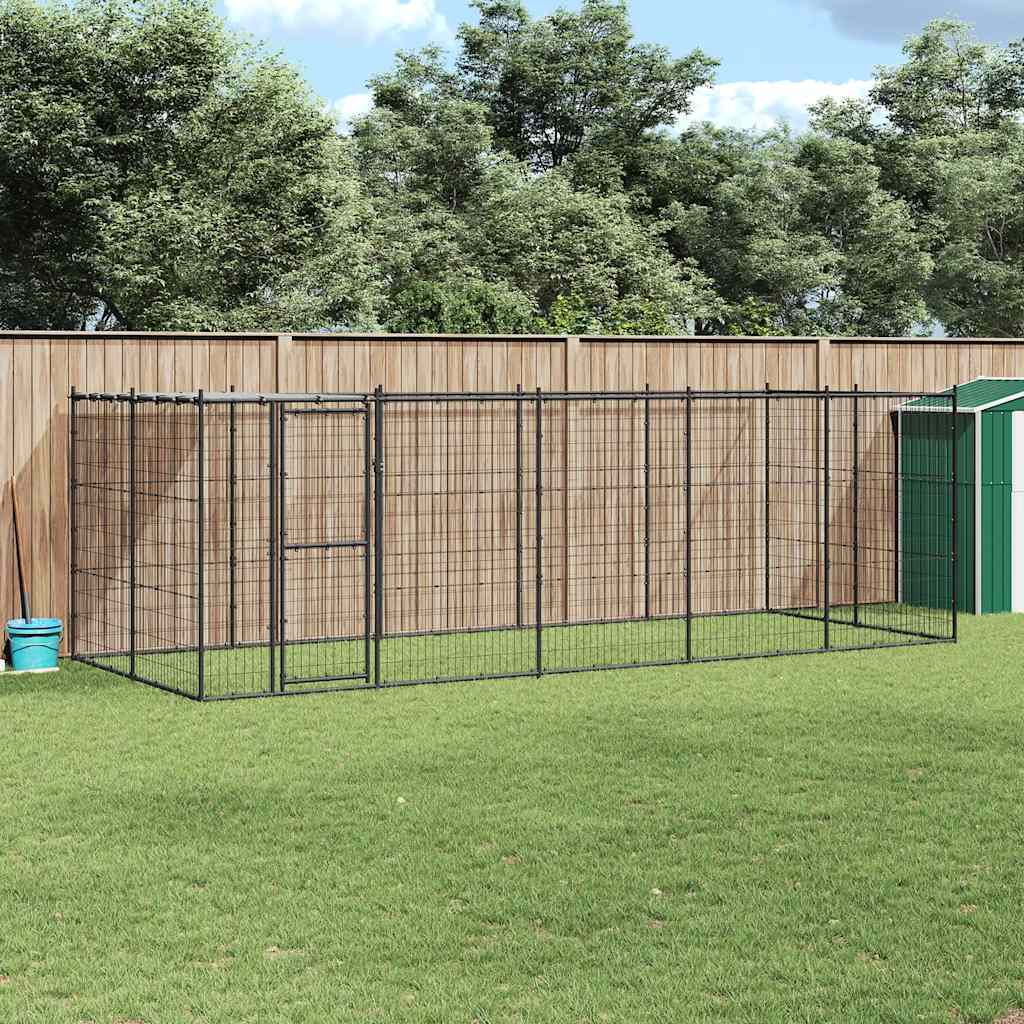 Outdoor Dog Kennel Steel with Roof 12.1 m?