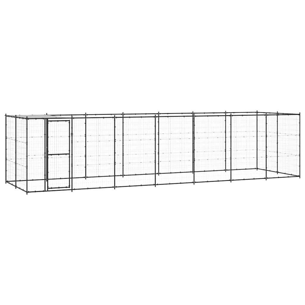Outdoor Dog Kennel Steel with Roof 16.94 m?