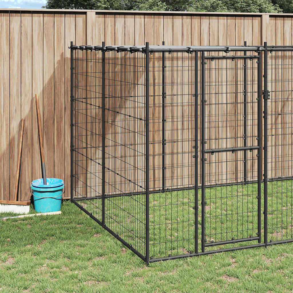 Outdoor Dog Kennel Steel with Roof 16,94 m²