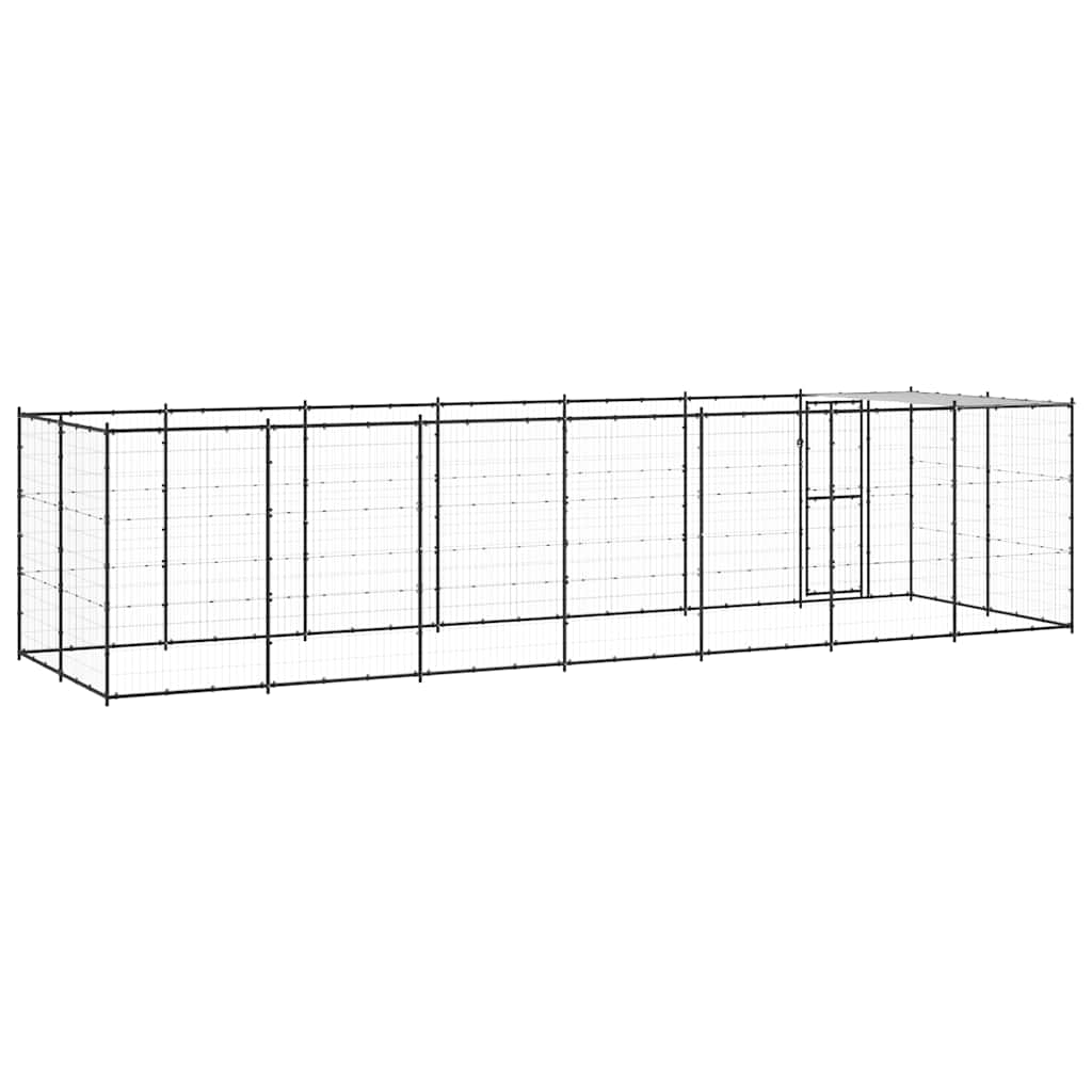 Outdoor Dog Kennel Steel with Roof 16.94 m?