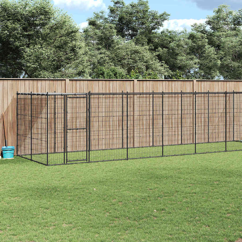 Outdoor Dog Kennel Steel with Roof 16,94 m²